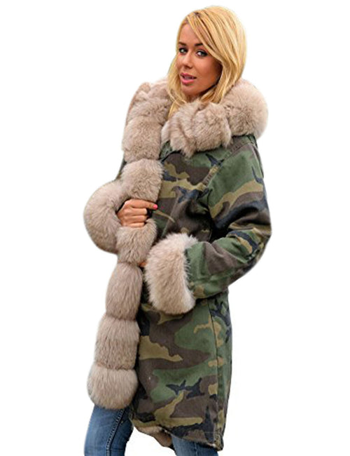 Hooded camouflage coat